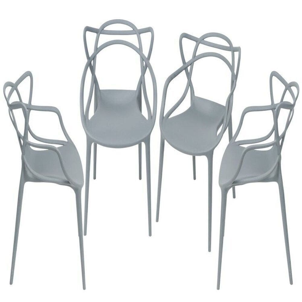 Kit 4 Cadeiras para Sala de Jantar Allegra Solna Cinza