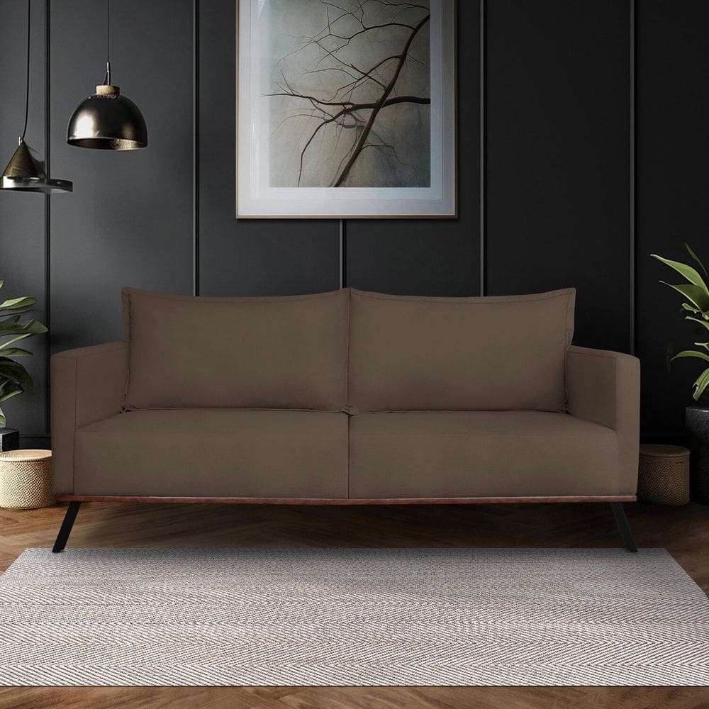 Sofá para Sala de Estar Fixo 2 Lugares Zeki Marrom