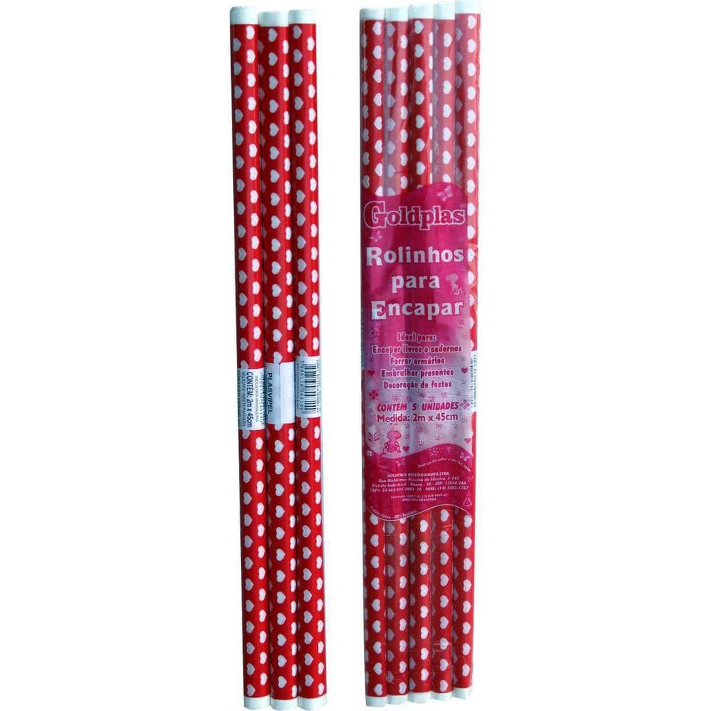 Plástico Para Encapar 2M 45Cm Corações Vermelhos