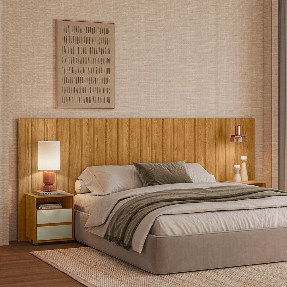 Cabeceira Ripada Extensível 255cm X 136cm Frida CUMARU / OPALA