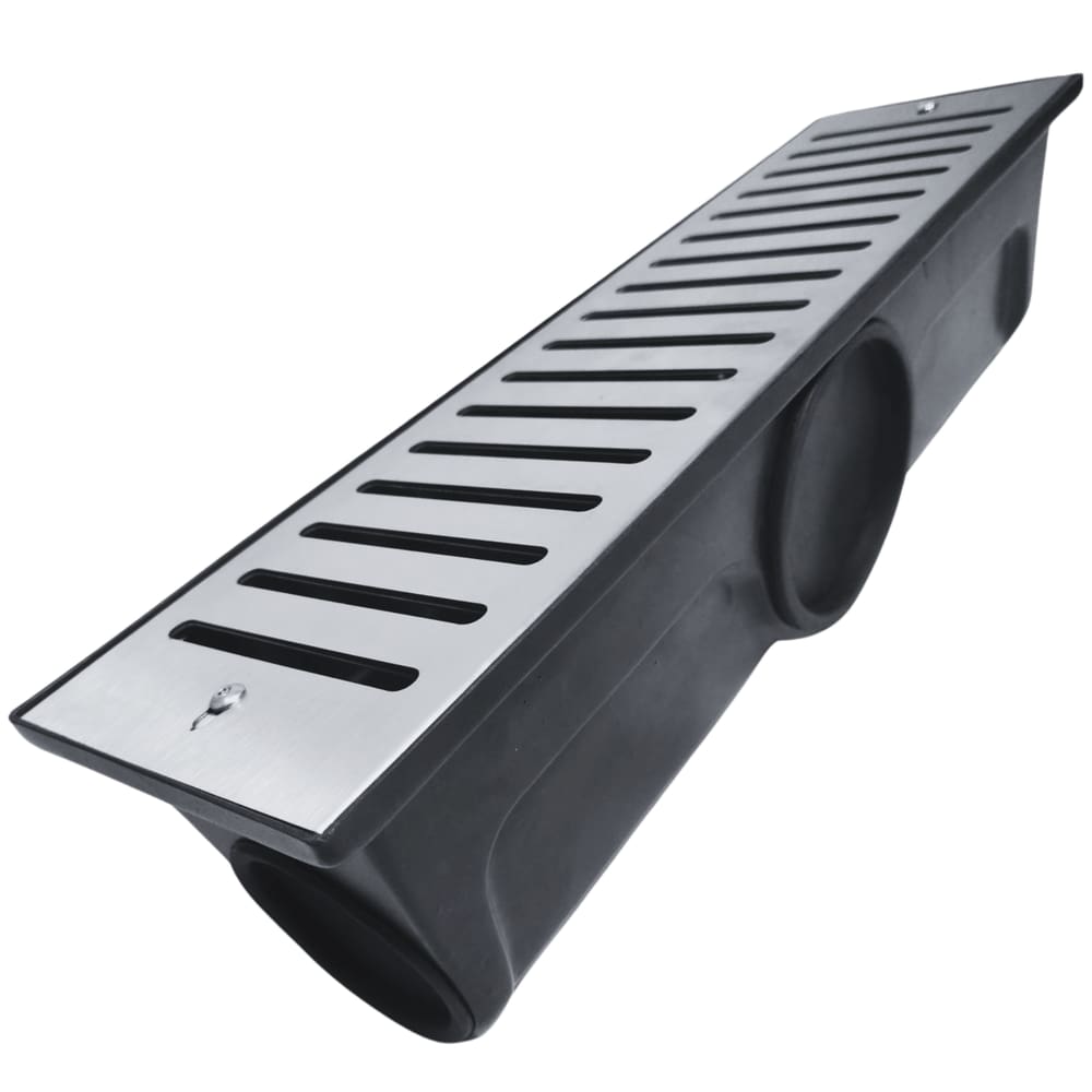 Ralo Linear 15x50 Inox Abre Fecha com 3 Saídas de 3 Polegadas Ideal para Drenagem de Águas Pluviais