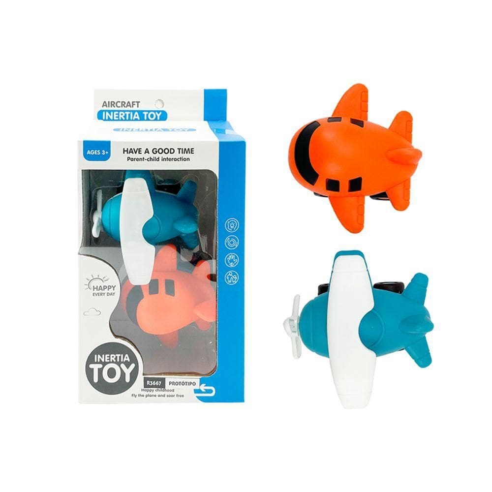 Avião Fofinho Azul e Branco - BBR Toys