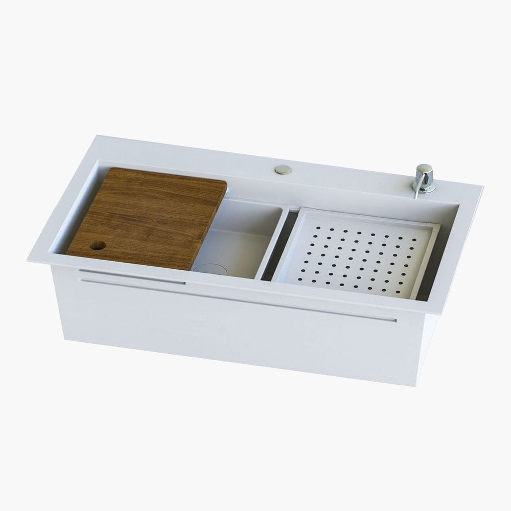 Cuba para Cozinha 75cm X 21cm Gourmet Scoth Ceramic Konnen Metais Branco
