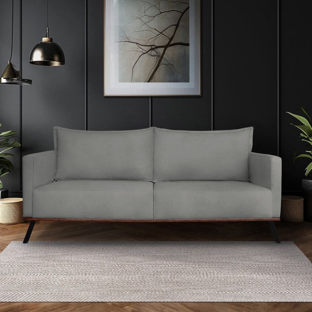 Sofá para Sala de Estar Fixo 2 Lugares Zeki Cinza