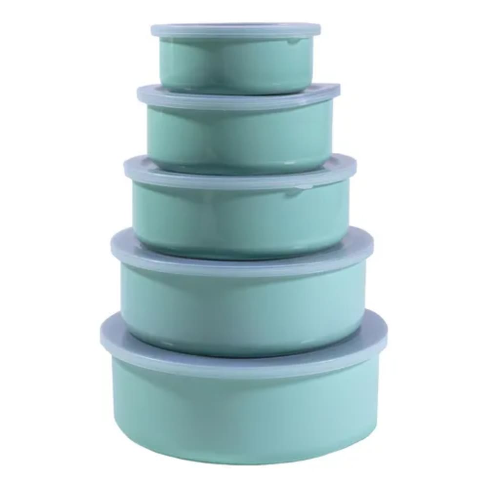 Jogo De Potes Tigelas Redondo 5 Potes Para Cozinha Com Tampa