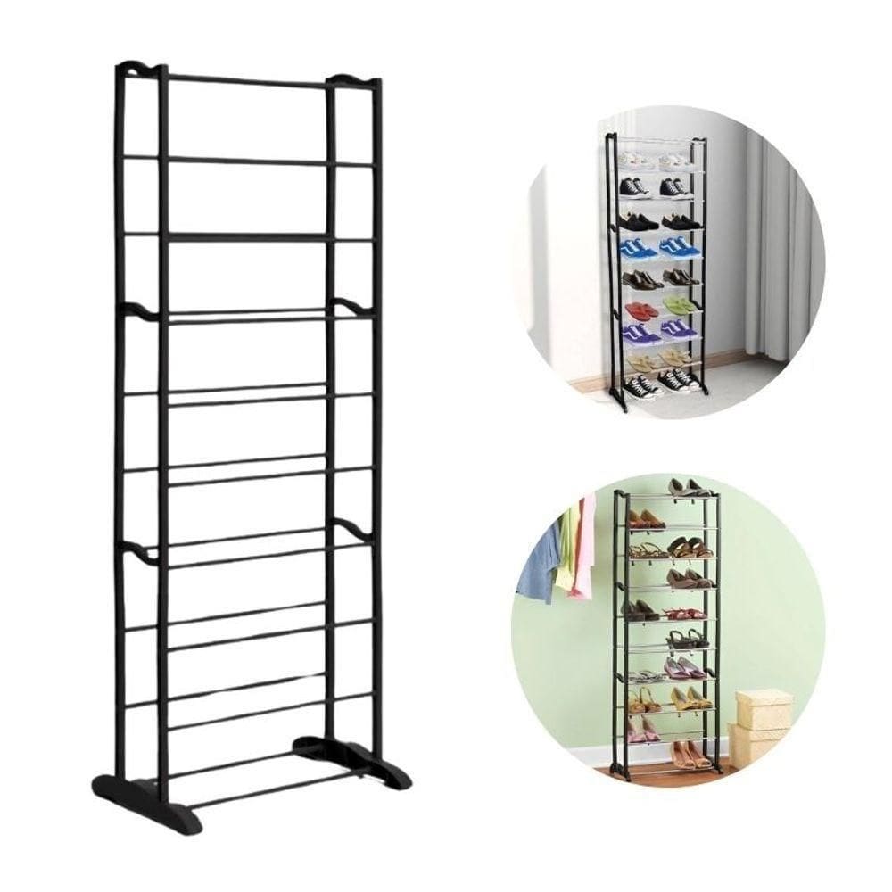 Sapateira Preta Com 10 Prateleiras Organizador Para 20 Pares