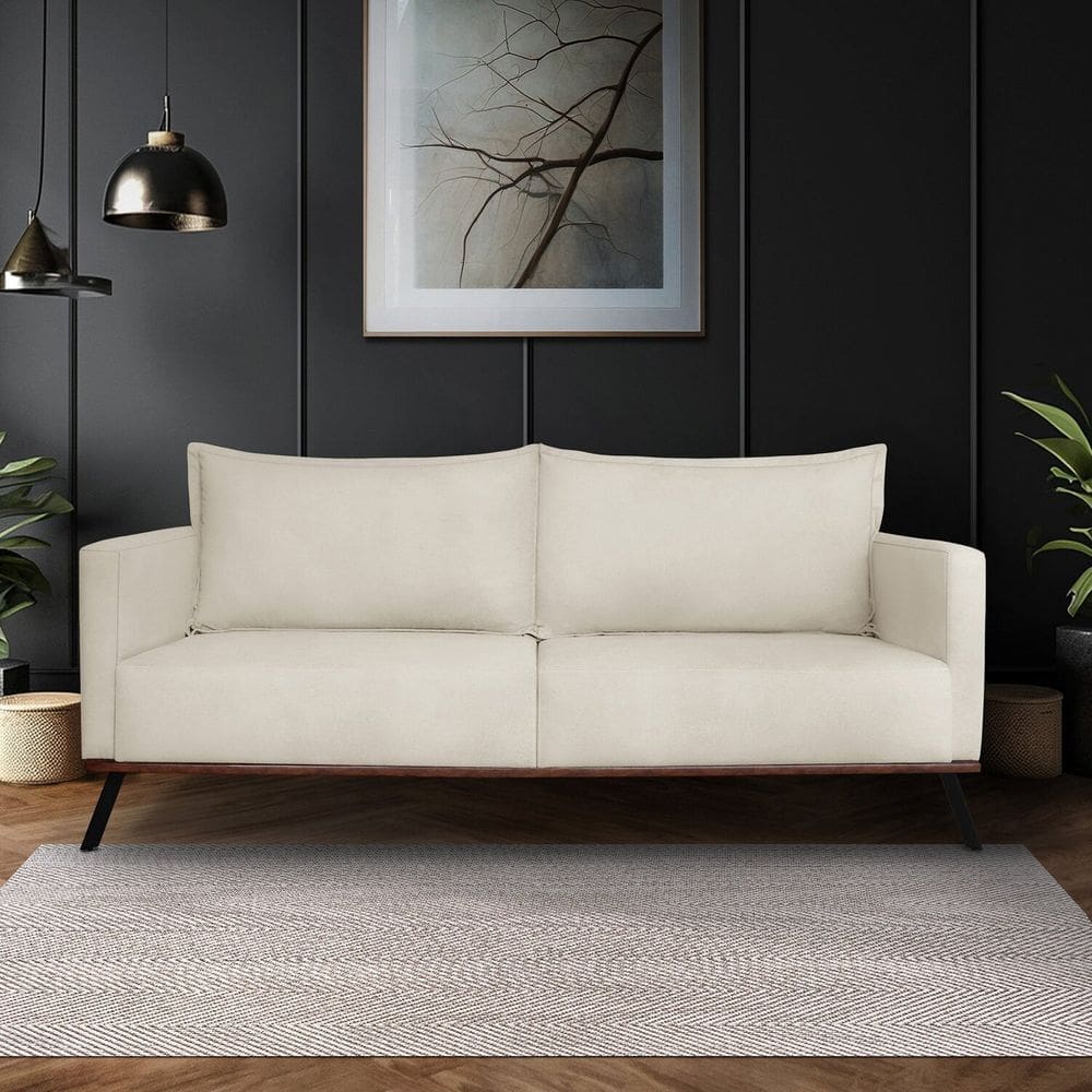 Sofá para Sala de Estar Fixo 2 Lugares Zeki Bege