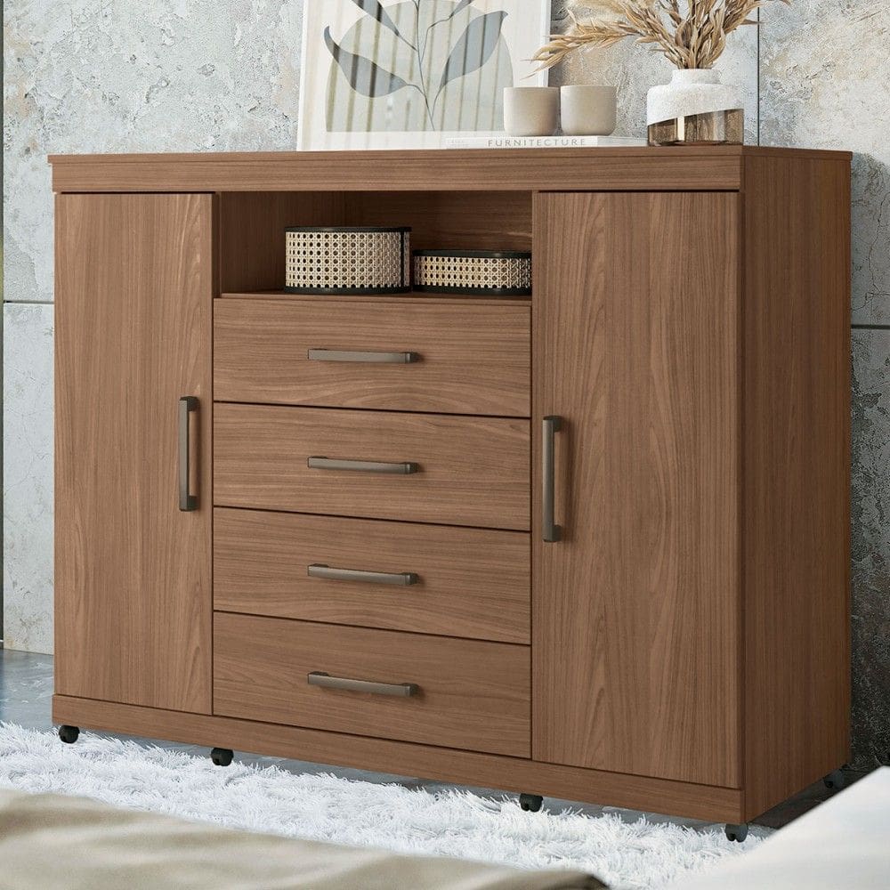 Cômoda Havana Master 2 Portas 4 Gavetas Jatoba 309943 - Santos Andirá