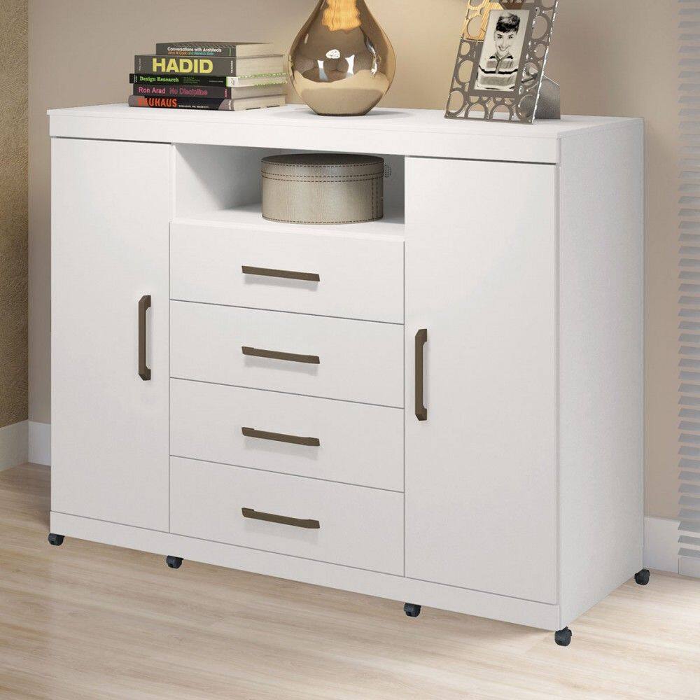 Cômoda Havana Master 2 Portas 4 Gavetas Branco 309943 - Santos Andirá