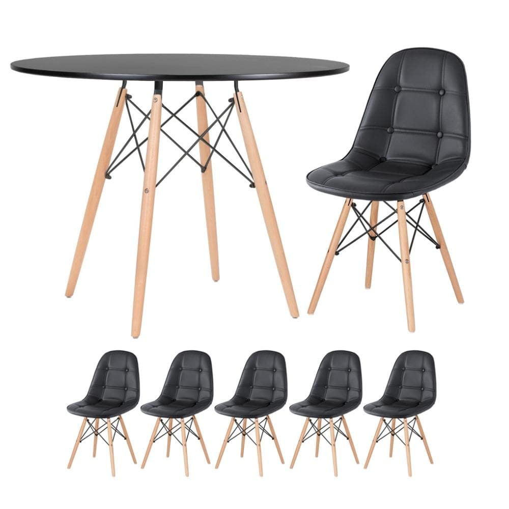 [Encerrado] KIT - Mesa Eames 100 cm + 5 cadeiras Eames Botonê