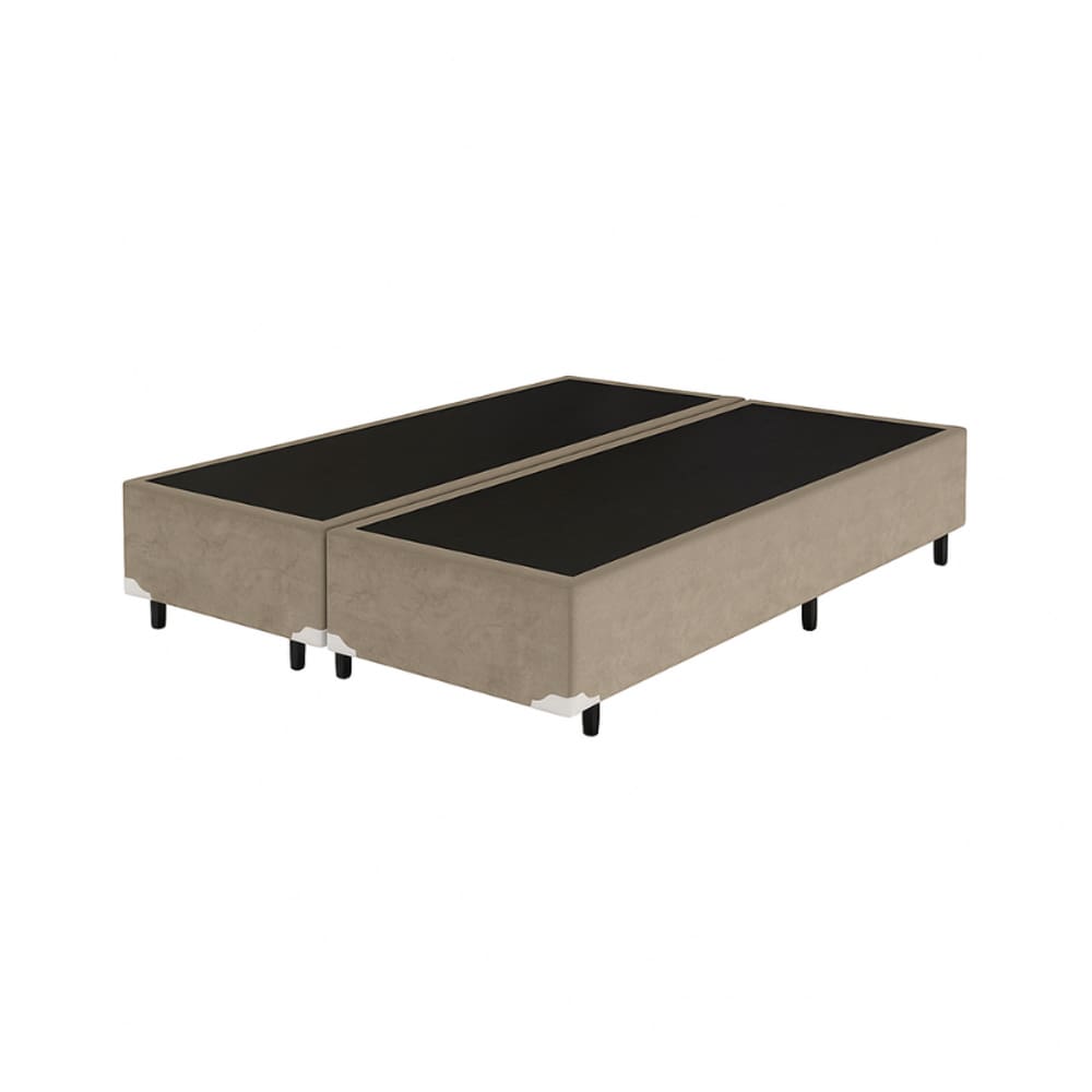 Cama Box Queen Bipartido 158×198 Bege – Base Reforçada