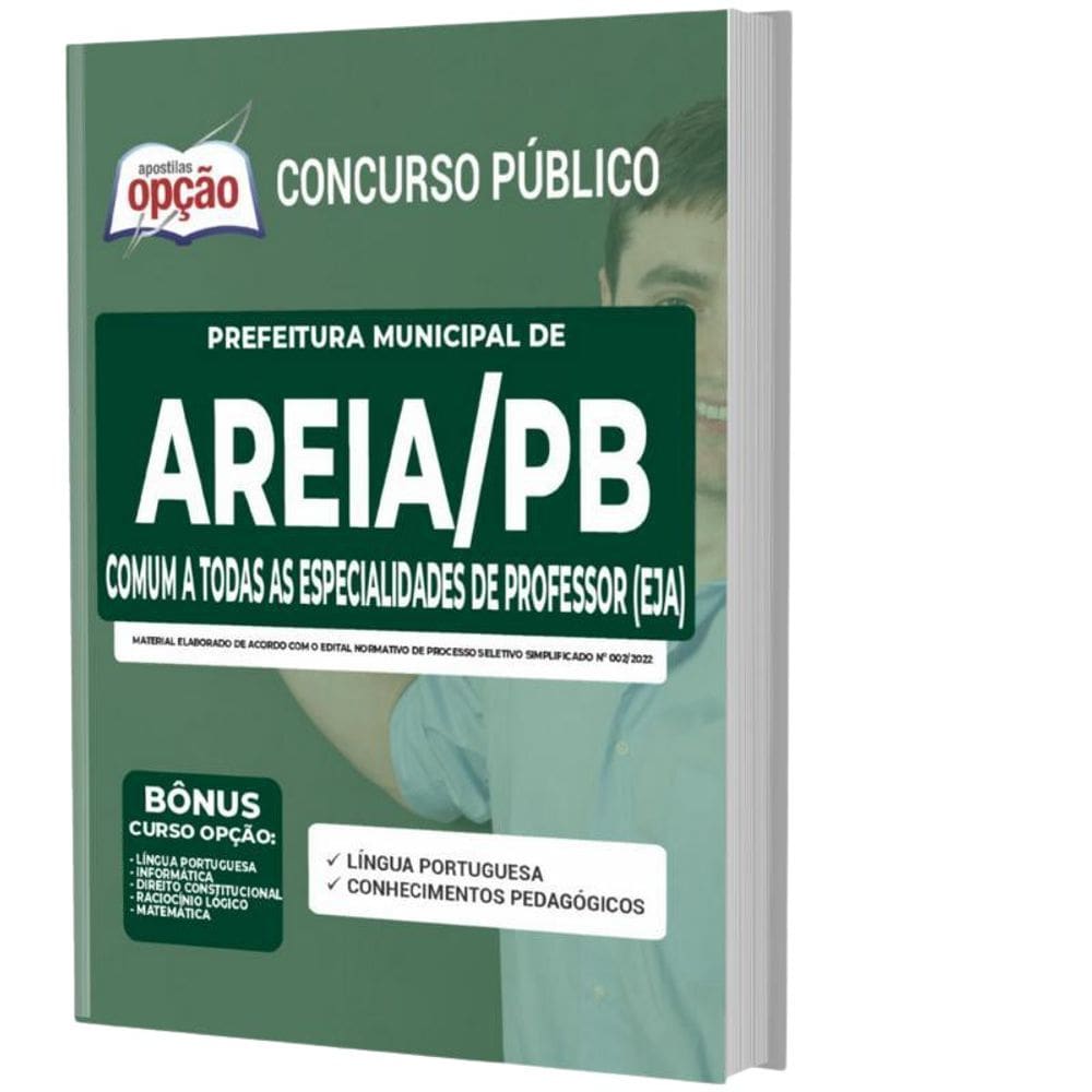 Apostila Areia Pb - Comum Especialidades De Professor  Eja