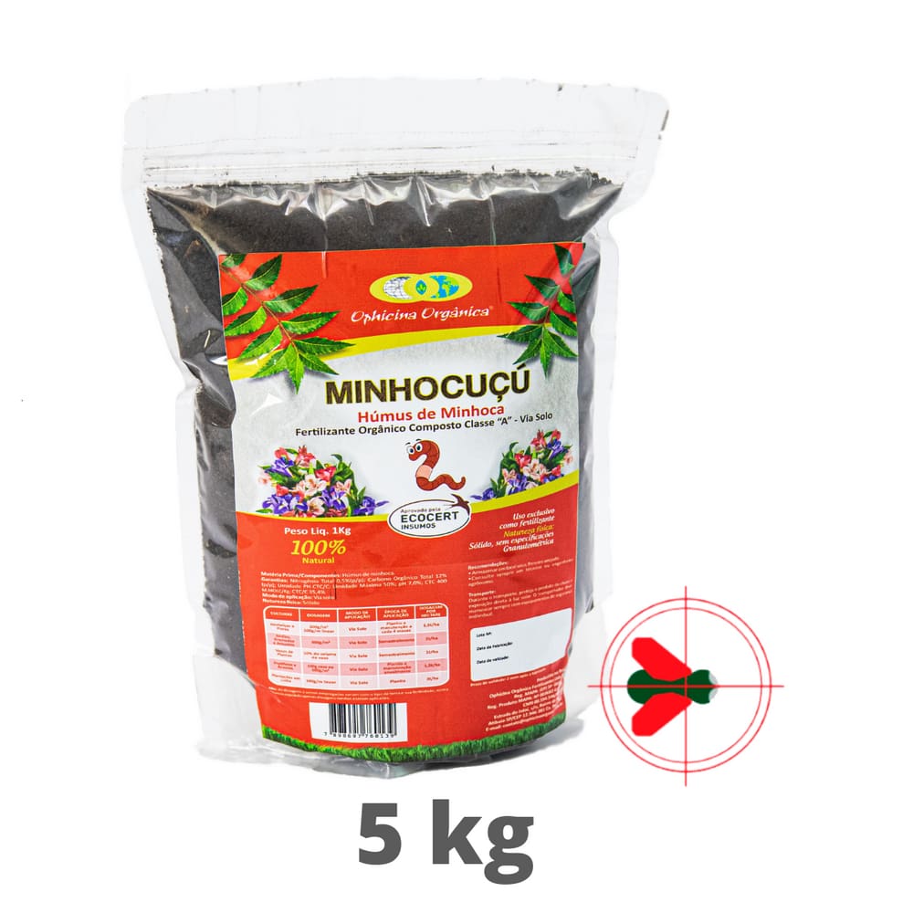 Minhocuçu Húmus De Minhoca Fert Organico Ecocert - 5 Kg