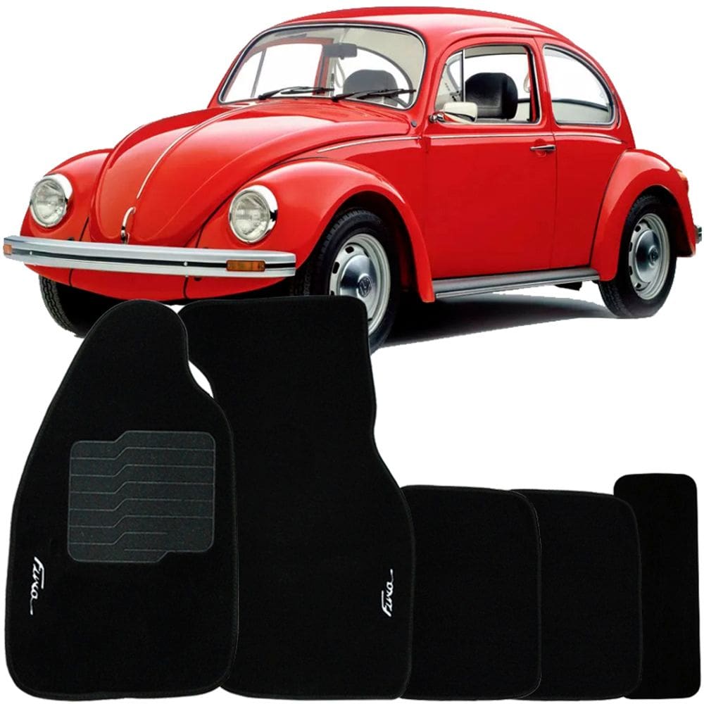 Jogo de Tapete Automotivo Carpete Volkswagen Vw Fusca 1951 à 1996 Soft Logo Bordado 5 Peças