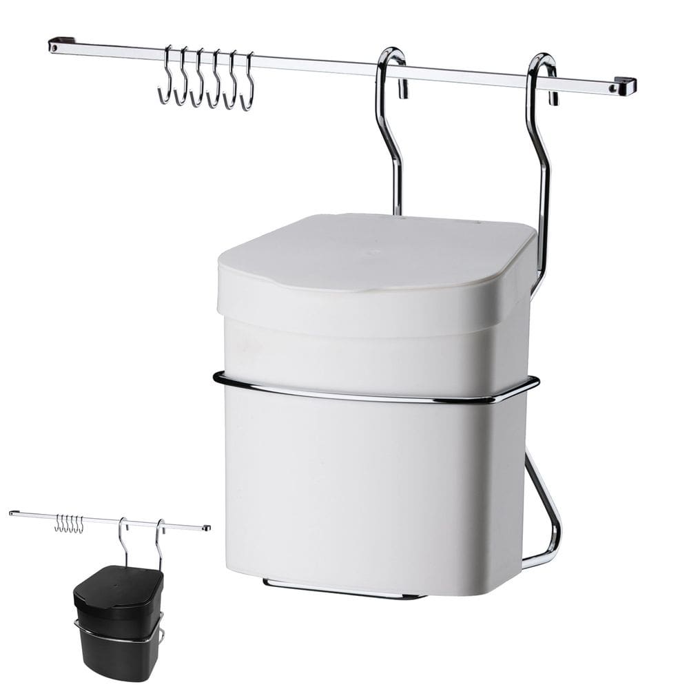 Kit Cozinha Barra 45cm De Parede Cromada Com 6 Ganchos + Lixeira 2,5L - Future