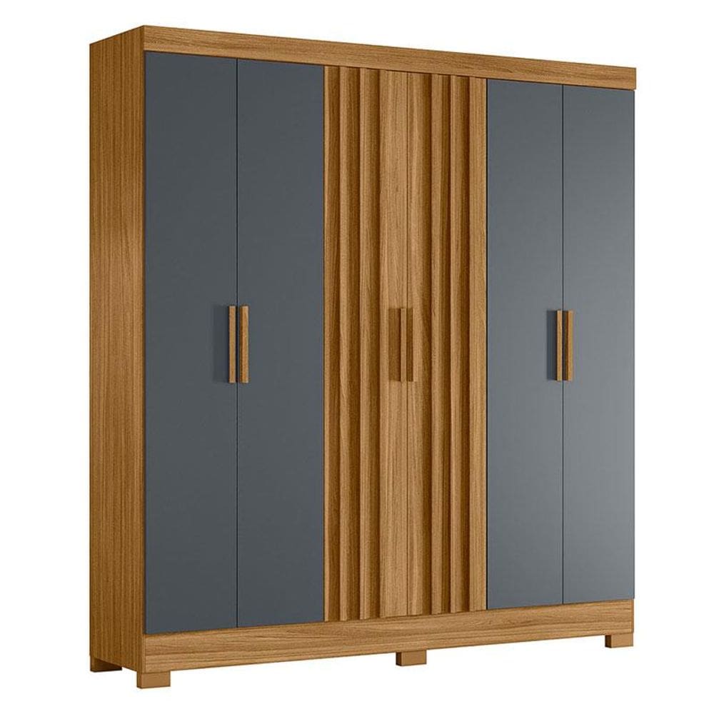 Guarda Roupa Casal Valença 6 Portas Freijó Cinza - Moval