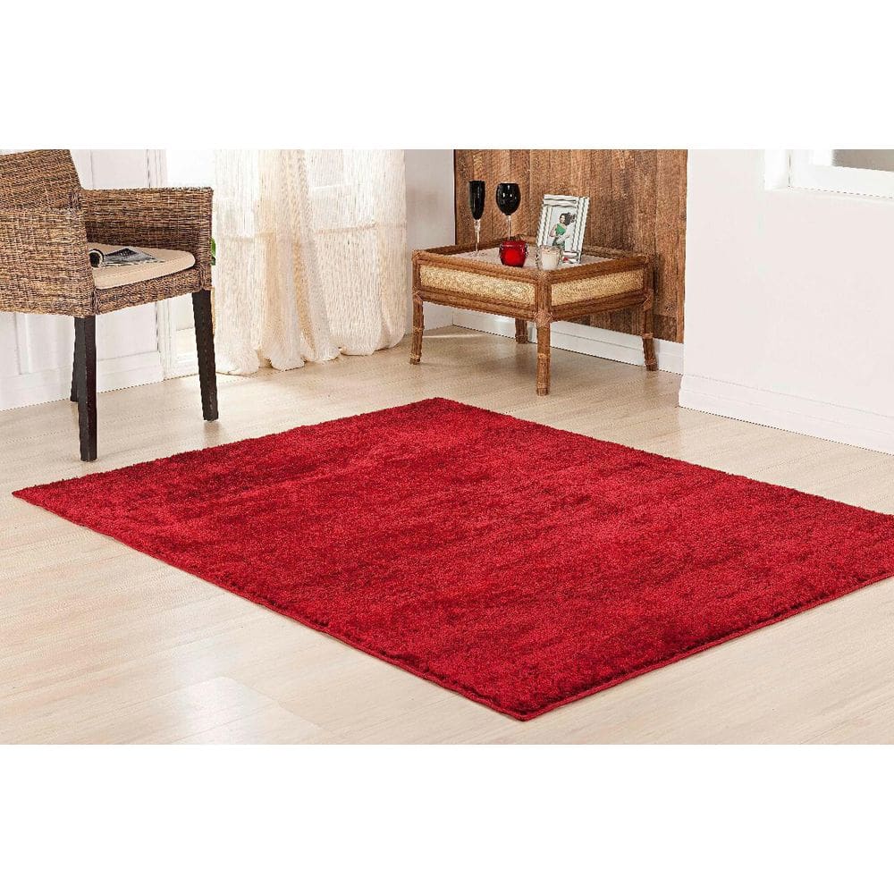 Tapete Para Sala E Quarto Felpudo Oasis 1,5 M X 1 M Vermelho