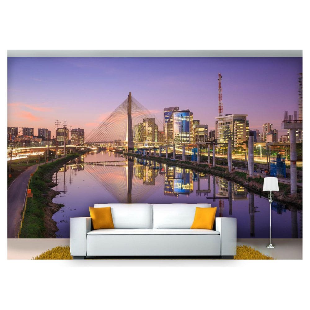Papel De Parede Cidade Ponte 3D Ncd186