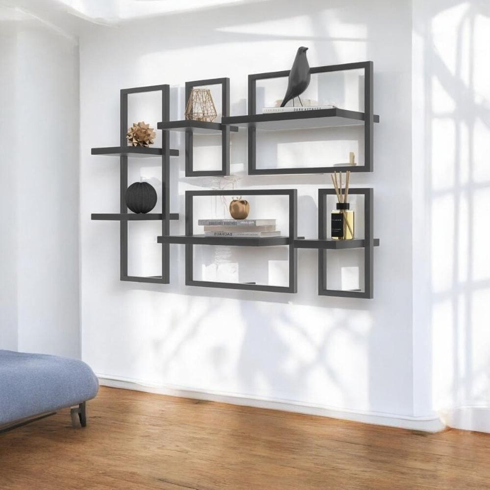 Conjunto 6 Prateleiras Industrial Preto - Pleno