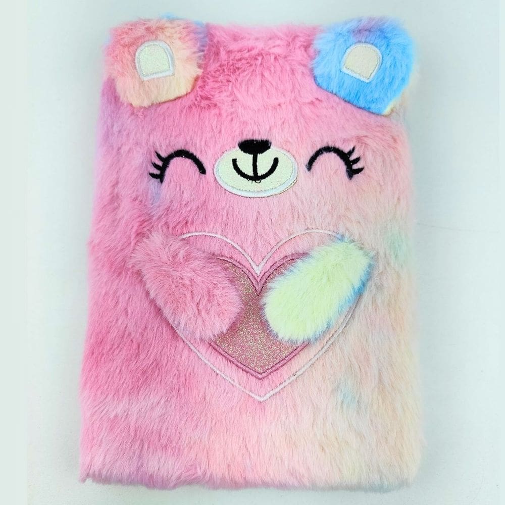 Caderneta Costurada de Pelucia Ursinhos Fofo 80 Folhas Pautadas Papelaria Kwaii Colorido