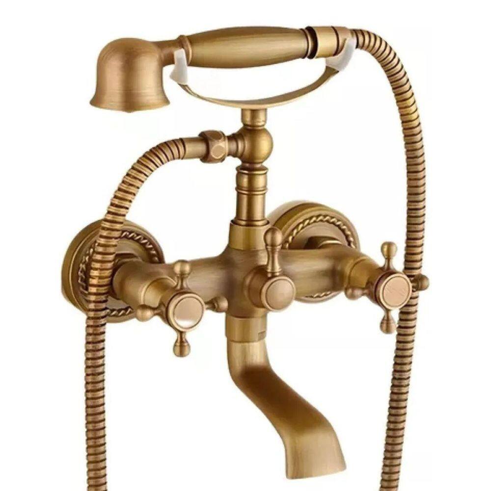 Torneira Banheira Luxo Misturador Bronze Retrô Quente E Frio