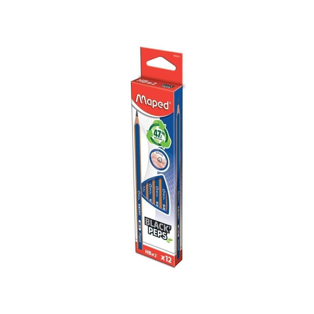 Lápis Maped Preto Black Peps Hb Navy - 1 Embalagem com 12 Unidades