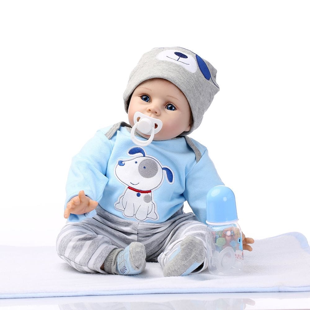 Boneca Reborn iCradle Lifelike 45 cm de silicone macio Boy