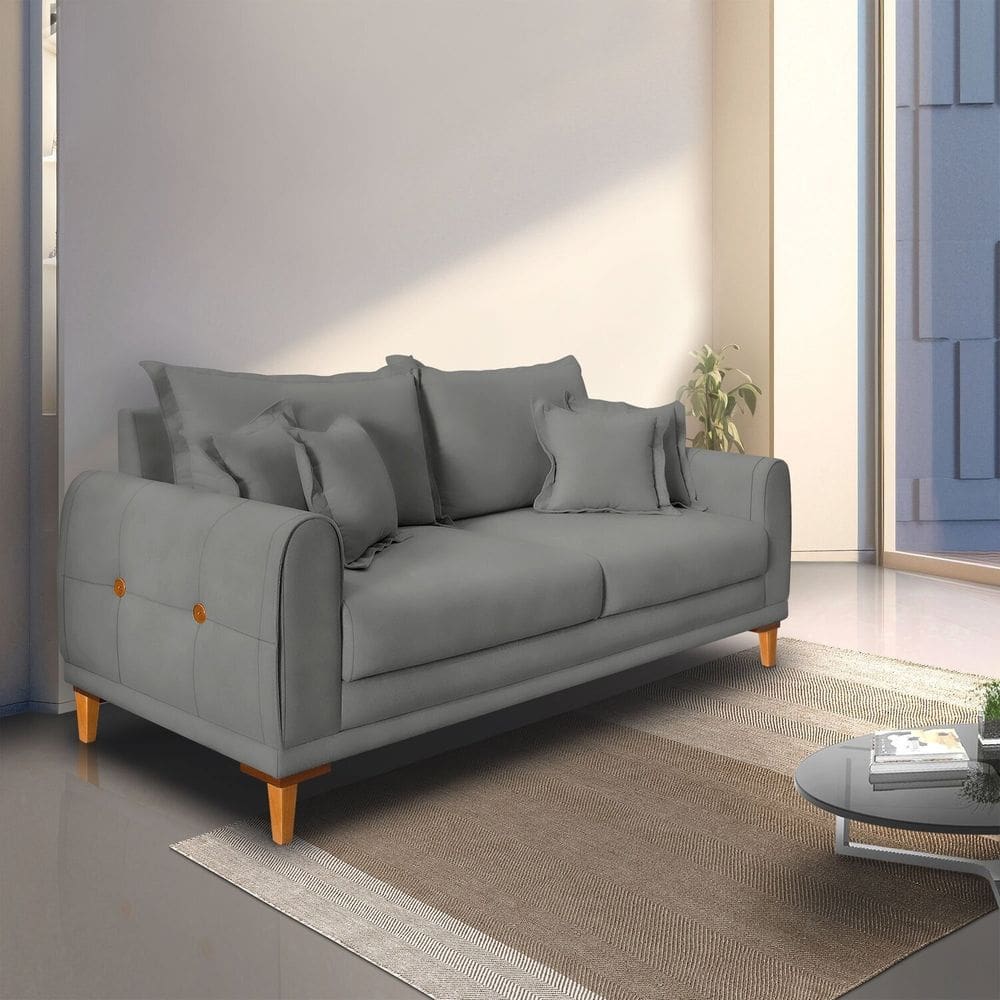 Sofá 2 Lugares para Sala de Estar Logan Cinza