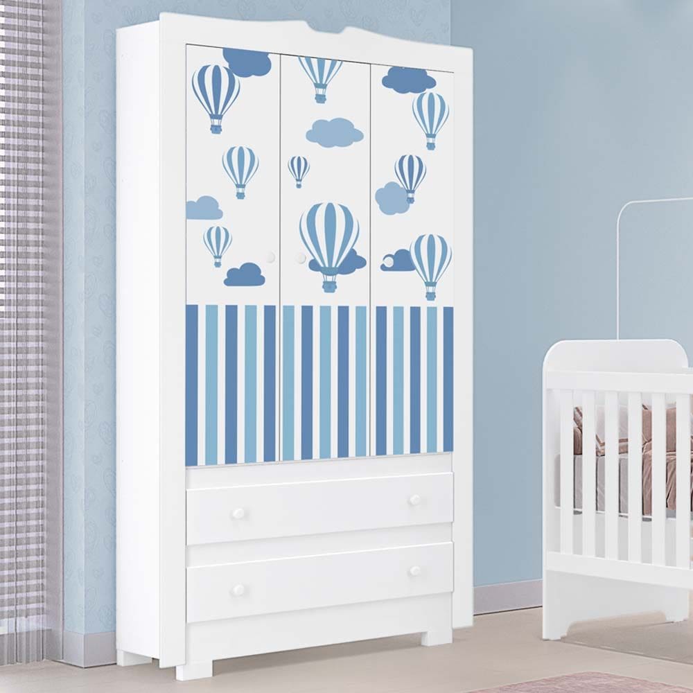 Guarda-Roupas Infantil Happy 100% MDF Tuboarte 3 Portas 2 Gavetas
