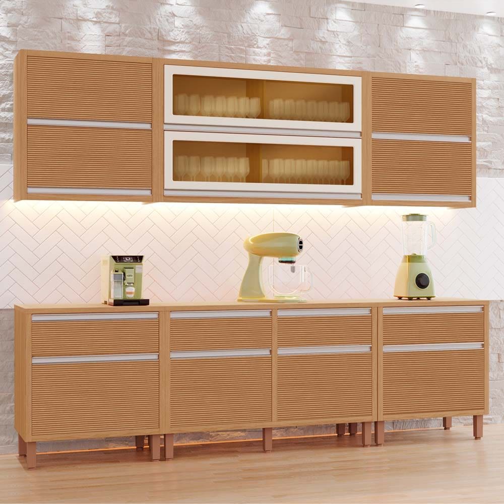Cozinha Completa Modulada Tuboarte Maite 100% MDF com 2 Balcão Pequeno 10 portas 4 Gavetas
