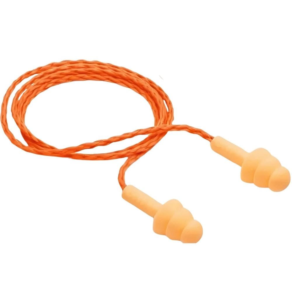 Protetor Auricular Silicone Laranja Conforto e Redução de Ruído 19DB Pomps Plus com Cordão Poliéster 3M CA 5745