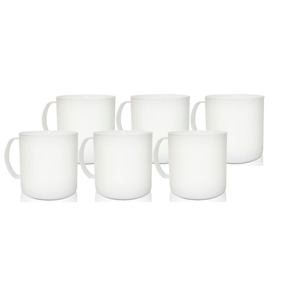 Jogo de Caneca Plastico PP Resistente Branca com 6 pç Krys