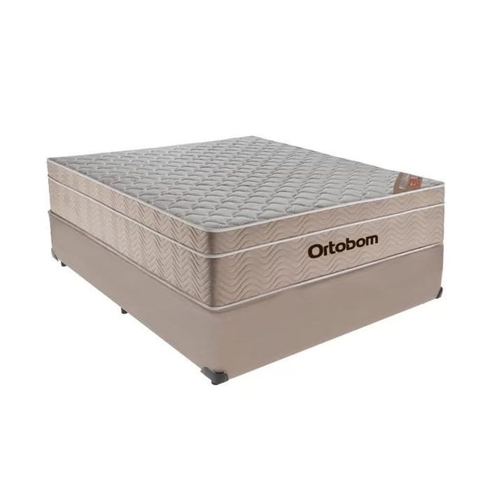 Cama Base Box Casal Bege Colchão Molas Ensacadas Airtech Spring 138x188 - Ortobom