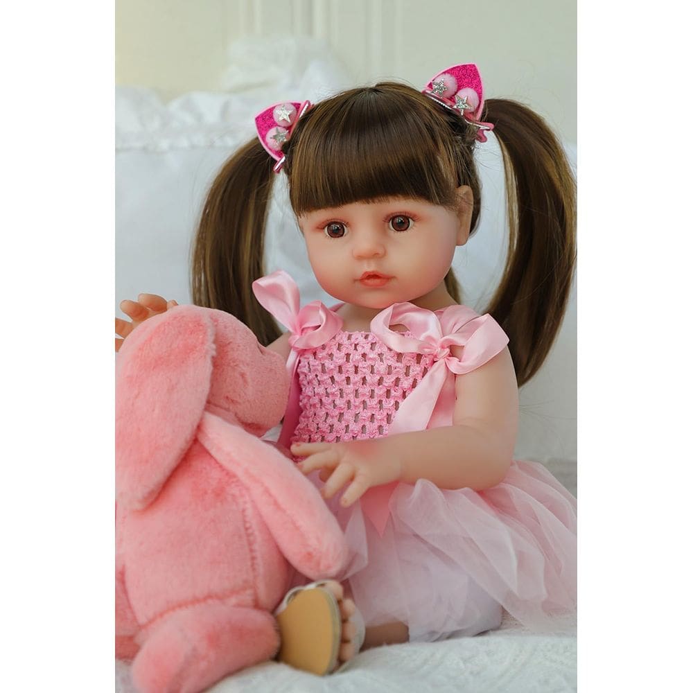 Boneca Reborn SCOM Lifelike Girl 45 cm de silicone para corpo inteiro 3+
