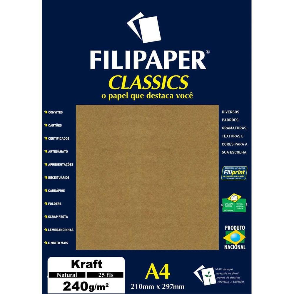 Papel Kraft Folha Kraft Natural A4 240G.
