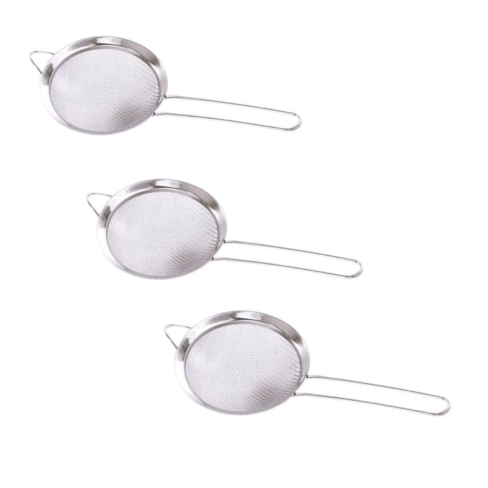 Kit 3 Peneira de aço inox utensílio cozinha coar cessar