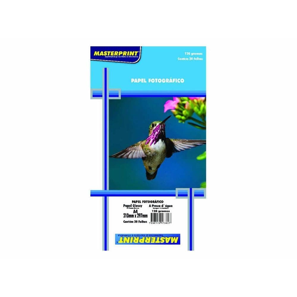 Papel Foto Glossy Brilhante Branco 120G A4 - 20 Folhas