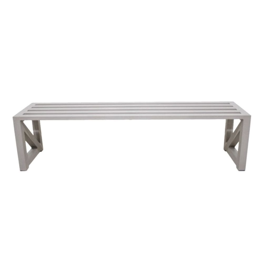 Banco Ripado Área Externa Tubo Alumínio Bege 160x40x40cm