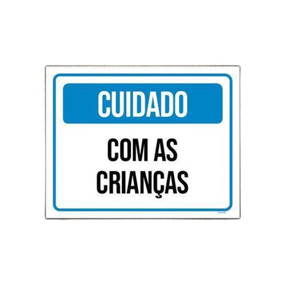 Placa Sinalização - Cuidado Com As Crianças 27X35