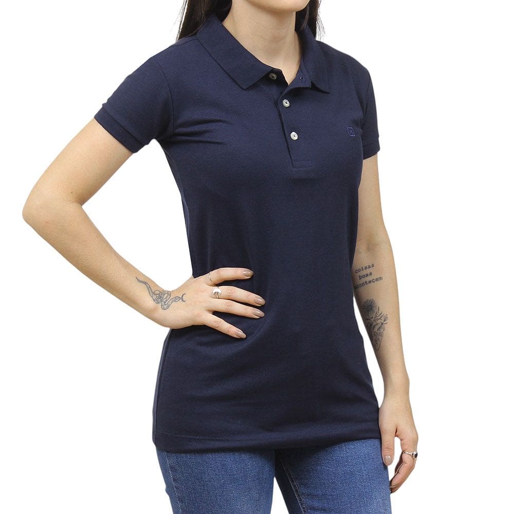 Camisa Gola Polo Feminina Azul Marinho TXC 38246