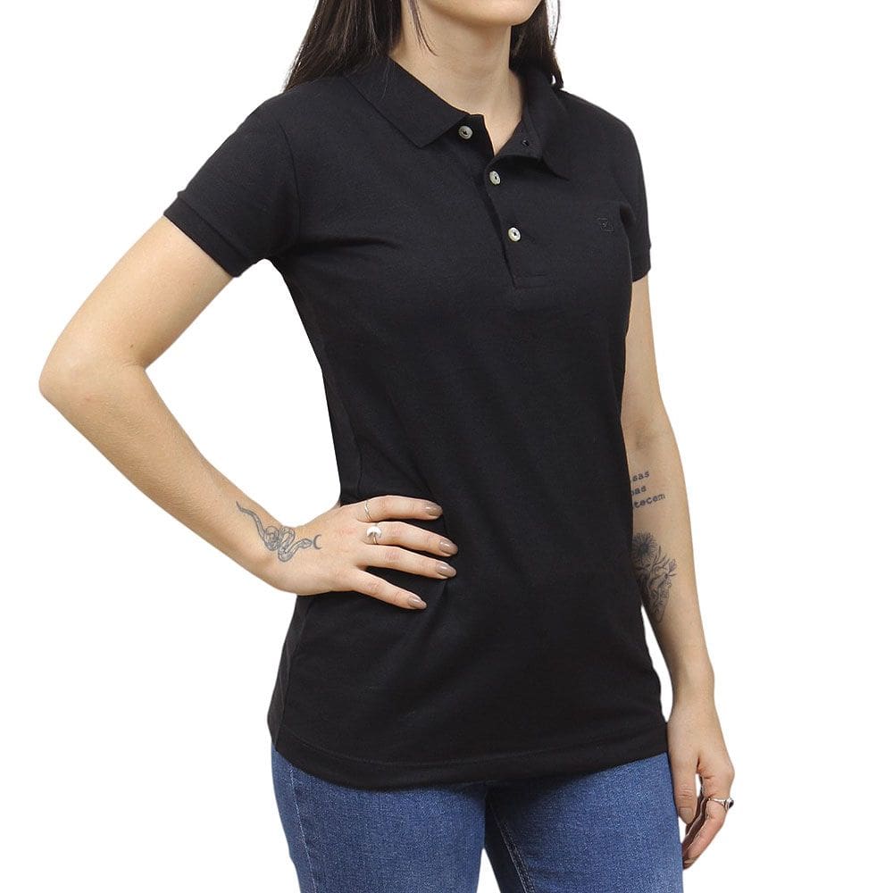 Camisa Gola Polo Feminina Preta TXC 38247