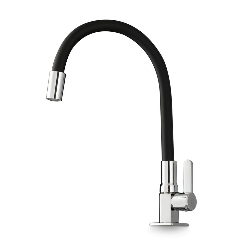 Torneira Gourmet Aço Inox 304 Grande 58cm para Cozinha de Mesa - Bancada Pia Flexível Articulada 360° Cromada e Preta