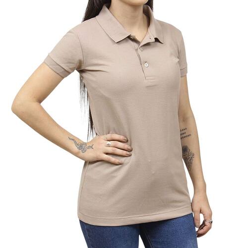 Camisa Gola Polo Feminina Bege TXC Ponto