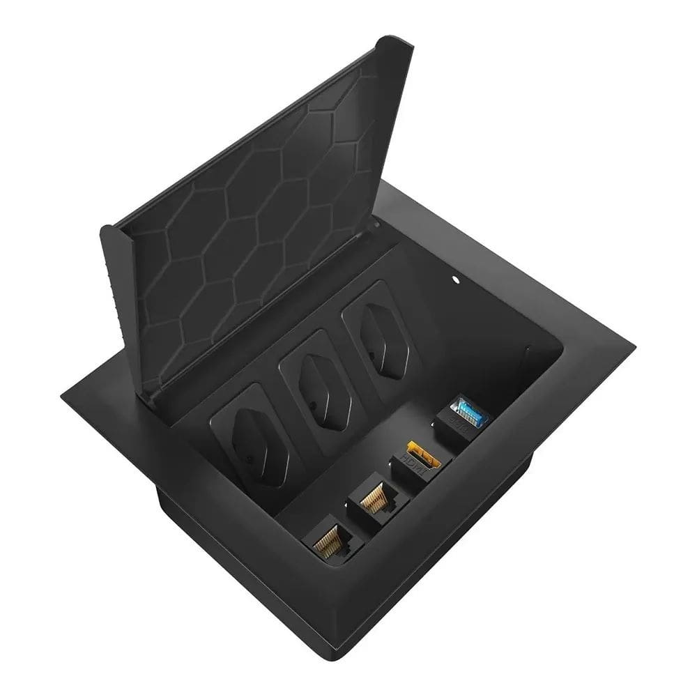 Caixa Embutir 3 Tomada 2 HDMI 1 RJ45 1 USB Charger mesa