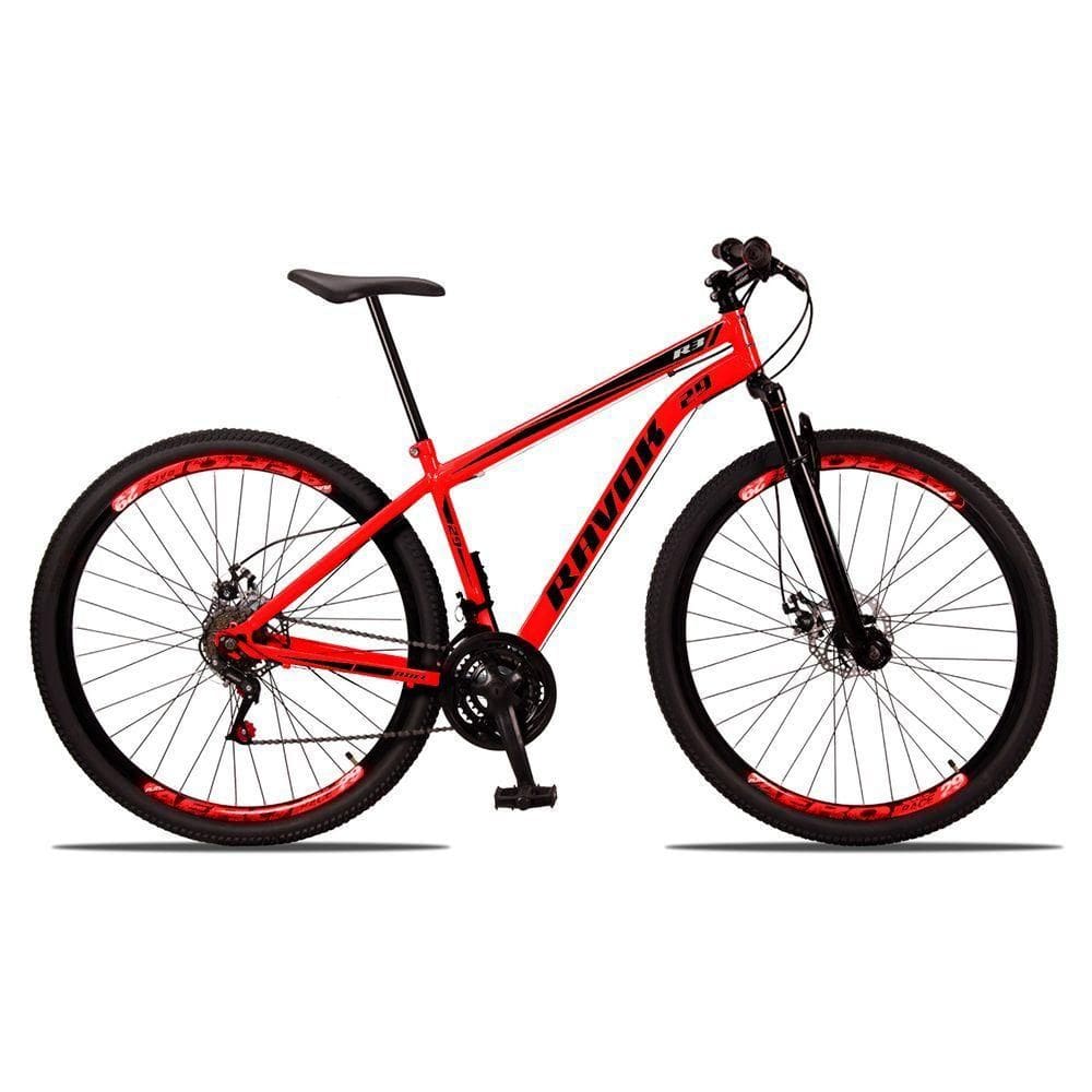 Bicicleta Aro 29 Suspensão Dianteira Bike Aço 21 Marchas Freio A Disco Vermelho Ferrari