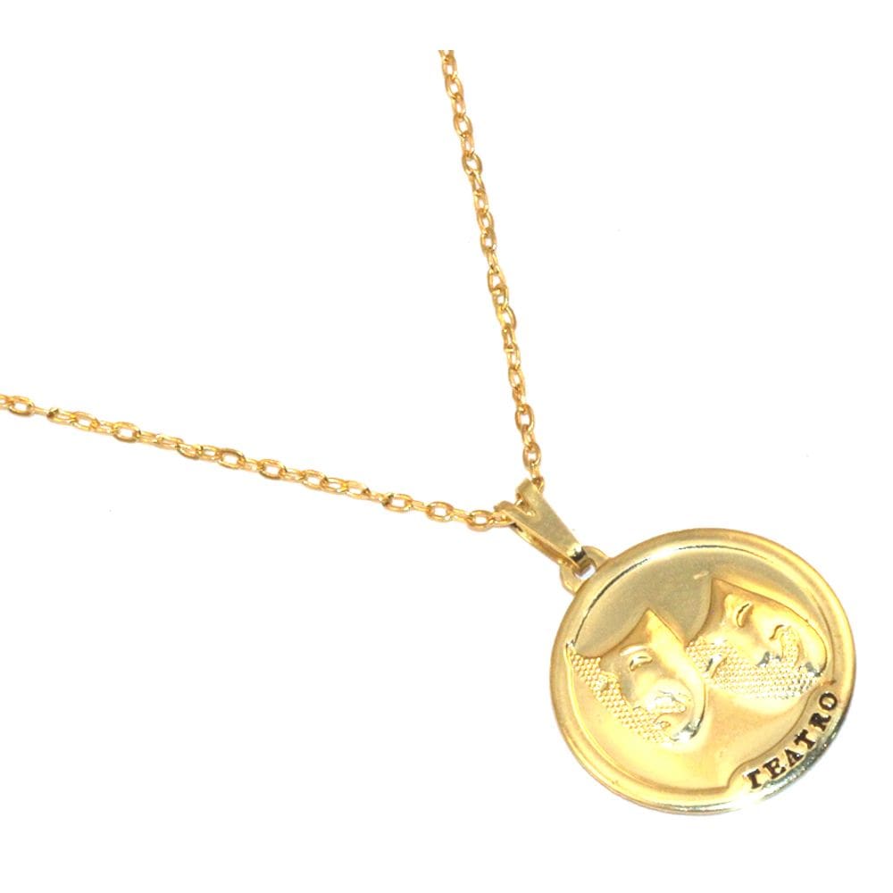 Colar Cordão Artes Mascara Teatro Folheado Ouro 18k