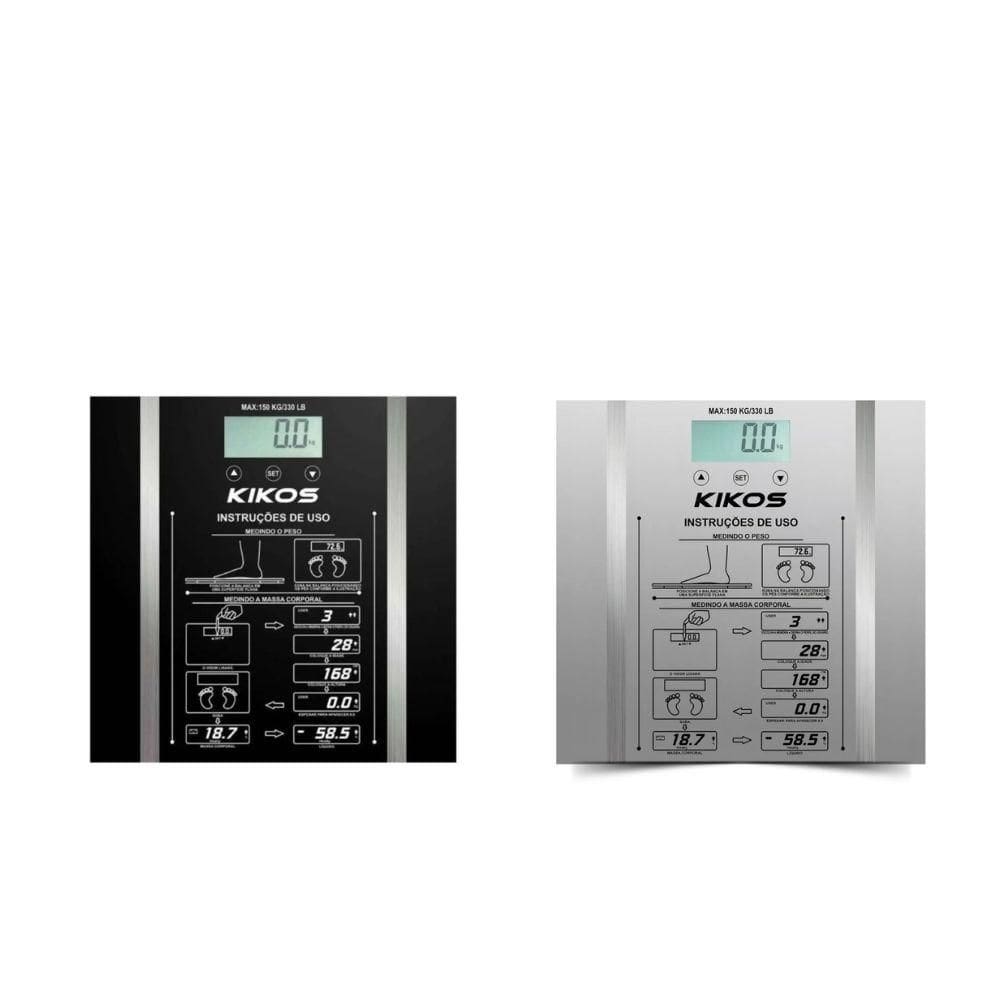 Kit Com 2 Balanças Digitais de Bioimpedância, Mede Gordura, Água e Peso Corporal Até 150 Kg Vidro Temperado Kikos