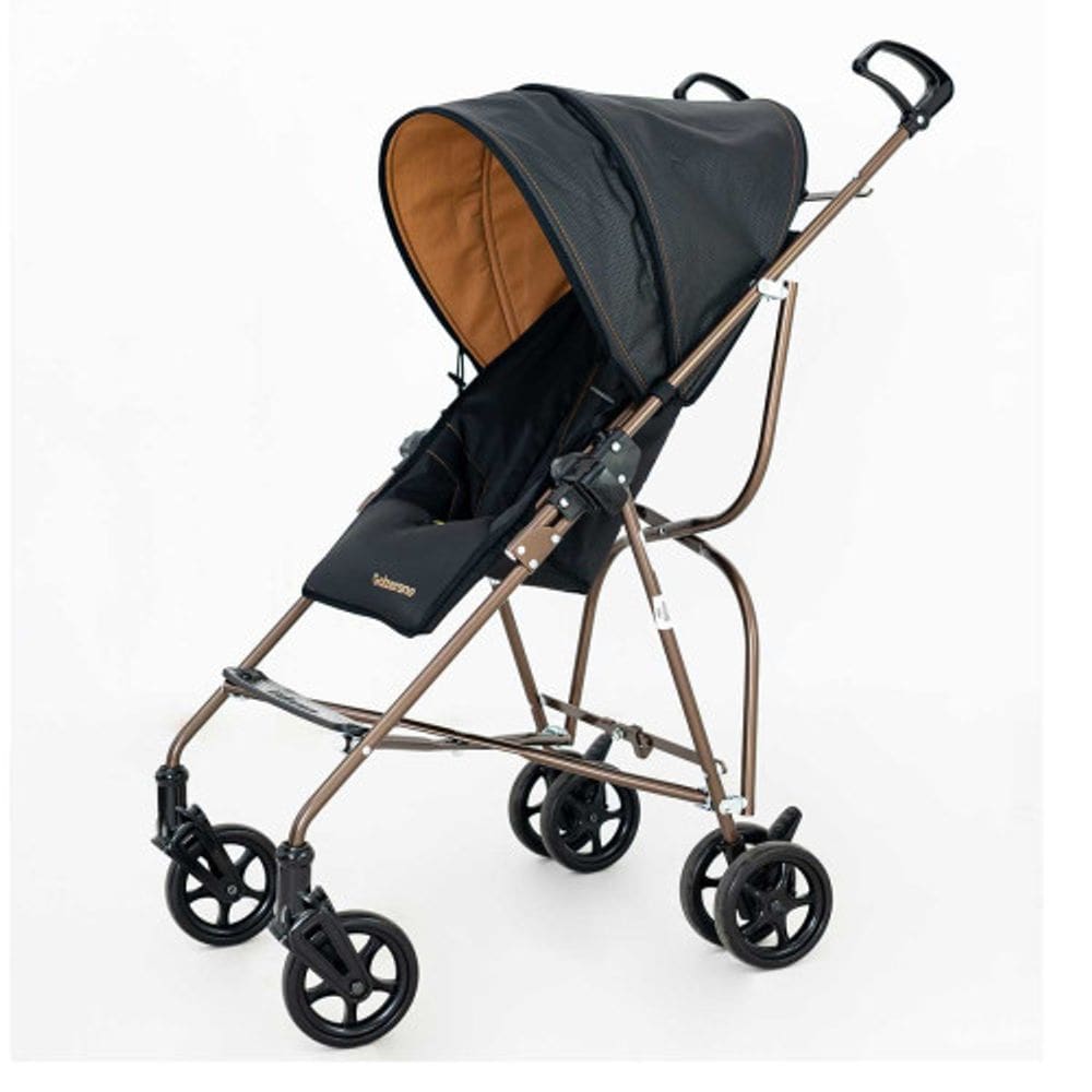 Carrinho de Bebê Passeio Galzerano Capri de 6 Meses até 15kg Preto e Caramelo