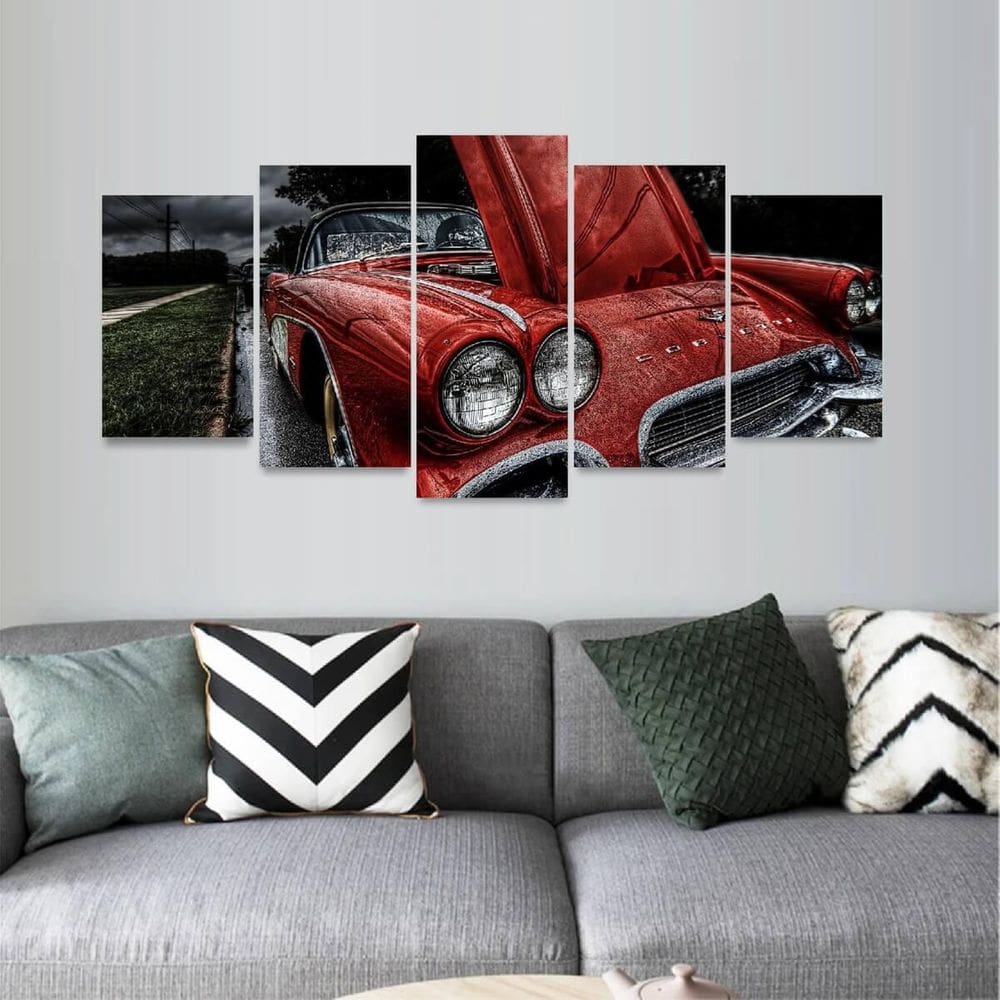 Quadro Decorativo Carros Retrô Corvetti Mosaico
