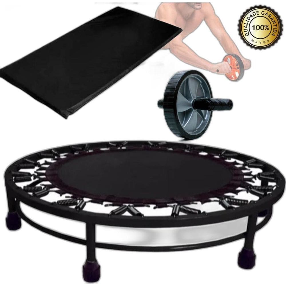 Kit Aeróbico Mini Jump 32 Molas+ Colchonete + Roda Abdominal